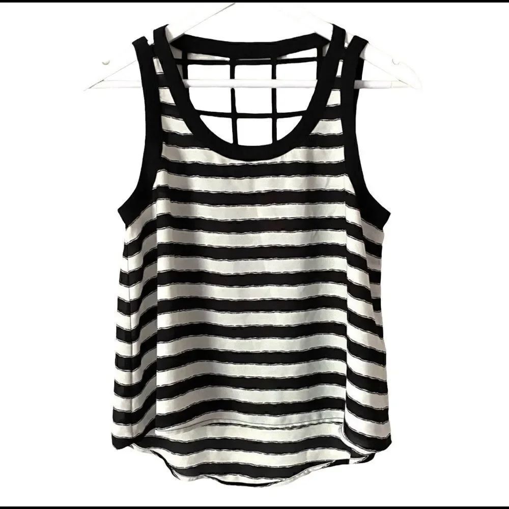 Forever21 striped sleeveless back lattice small Y2K